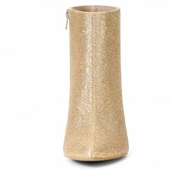 Allegra K Shoes Women's Glitter Pointed Toe Chunky Heel Ankle Boots 69 Allegra K Shoes Women's Glitter Pointed Toe Chunky Heel Ankle Boots