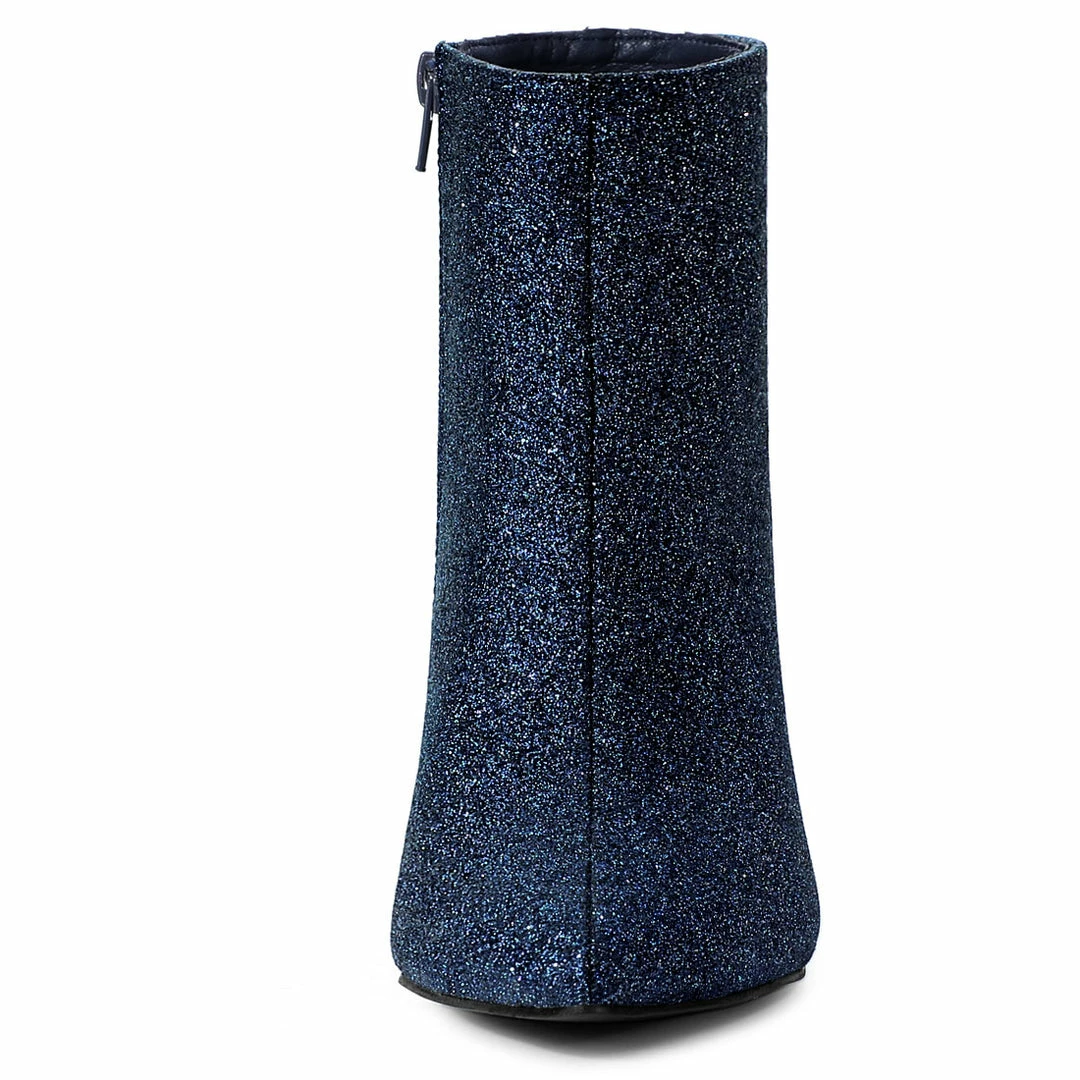 Allegra K Shoes Women's Glitter Pointed Toe Chunky Heel Ankle Boots 27 Allegra K Shoes Women's Glitter Pointed Toe Chunky Heel Ankle Boots