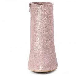 Allegra K Shoes Women's Glitter Pointed Toe Chunky Heel Ankle Boots 55 Allegra K Shoes Women's Glitter Pointed Toe Chunky Heel Ankle Boots