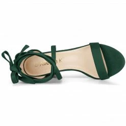 Allegra K Shoes Women's Open Toe Lace Up Chunky High Heels Sandals