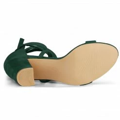 Allegra K Shoes Women's Open Toe Lace Up Chunky High Heels Sandals