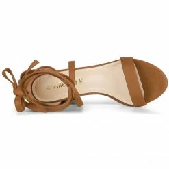 Allegra K Shoes Women's Open Toe Lace Up Chunky High Heels Sandals