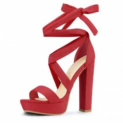 Allegra K Women's Lace Up Platform Heels Sandals