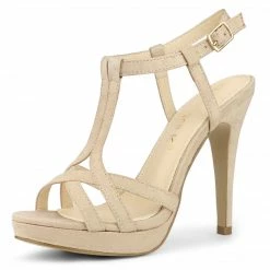 Allegra K Shoes Women's T Strap Slingback Platform Stiletto Heel Sandals