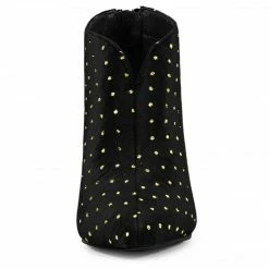 Allegra K Shoes Women's V Shaped Cutout Pointed Toe Stiletto Heel Ankle Boots