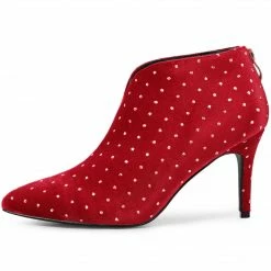 Allegra K Shoes Women's V Shaped Cutout Pointed Toe Stiletto Heel Ankle Boots