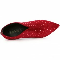 Allegra K Shoes Women's V Shaped Cutout Pointed Toe Stiletto Heel Ankle Boots