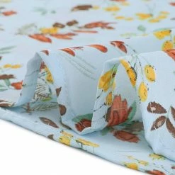 Women Allegra K Floral Print 3/4 Raglan Sleeve Drawstring Round Neck Blouse