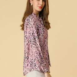Women Allegra K Elegant Casual Floral Bow Tie Neck Button Up Blouse Shirt 37 Women Allegra K Elegant Casual Floral Bow Tie Neck Button Up Blouse Shirt