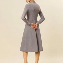 Allegra K Plaid Button Up Tie Neck Midi Dress 44 Allegra K Plaid Button Up Tie Neck Midi Dress