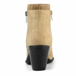 Allegra K Shoes Women's Round Toe Stacked Chunky Heel Zipper Ankle Boots