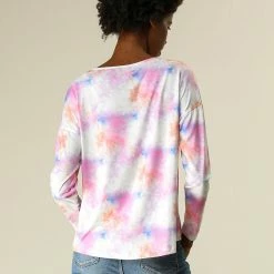 Allegra K Women's Spring Colorful Long Sleeve Colorblock Print Tops Tie-Dye T-Shirts 20 Allegra K Women's Spring Colorful Long Sleeve Colorblock Print Tops Tie-Dye T-Shirts