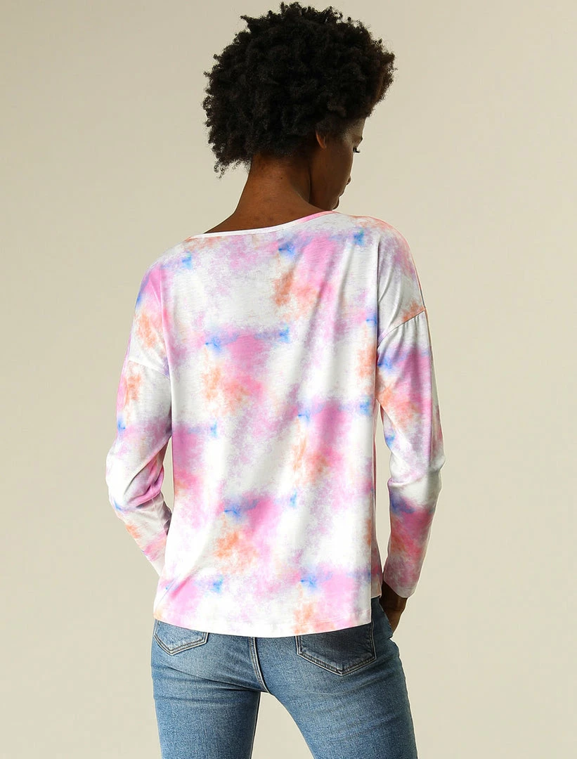 Allegra K Women's Spring Colorful Long Sleeve Colorblock Print Tops Tie-Dye T-Shirts 8 Allegra K Women's Spring Colorful Long Sleeve Colorblock Print Tops Tie-Dye T-Shirts