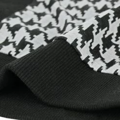 Allegra K Cardigan With Tie Belt In Houndstooth Pattern Women