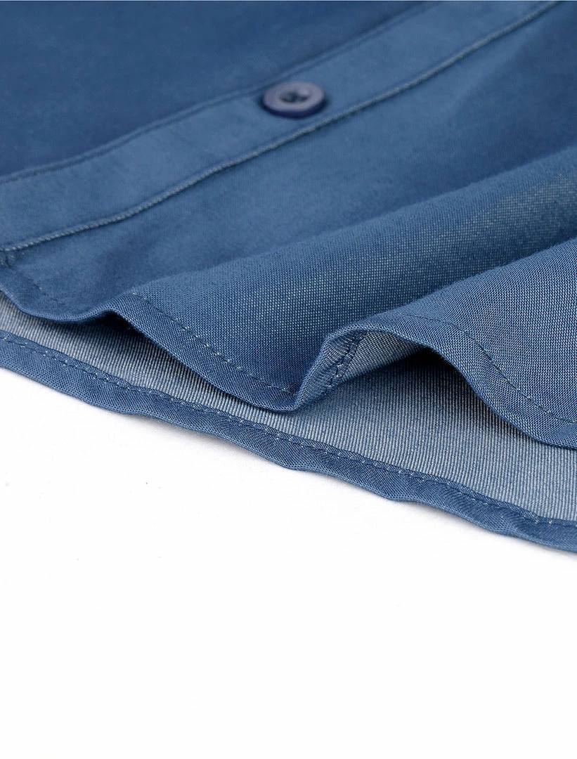 Women Allegra K Ruffle Front V Neck Button Up Long Sleeves Casual Chambray Tops Shirt 21 Women Allegra K Ruffle Front V Neck Button Up Long Sleeves Casual Chambray Tops Shirt