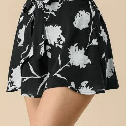 Allegra K Women's Casual Elastic Waist Summer Beach Floral Shorts