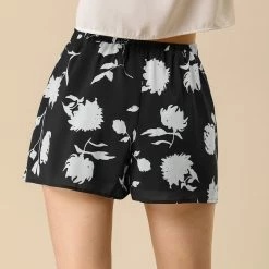 Allegra K Women's Casual Elastic Waist Summer Beach Floral Shorts