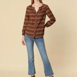 Allegra K Women's Button Up Long Sleeve Shirt Casual Split Neck Plaid Blouse Tops 48 Allegra K Women's Button Up Long Sleeve Shirt Casual Split Neck Plaid Blouse Tops