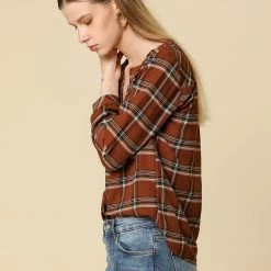 Allegra K Women's Button Up Long Sleeve Shirt Casual Split Neck Plaid Blouse Tops 49 Allegra K Women's Button Up Long Sleeve Shirt Casual Split Neck Plaid Blouse Tops