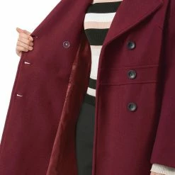 Allegra K Double Breasted Notched Lapel Mid-Length Coat