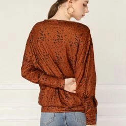 Women Allegra K Casual Round Neck Long Sleeve Leopard Print Blouson Top 38 Women Allegra K Casual Round Neck Long Sleeve Leopard Print Blouson Top