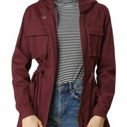 Allegra K Lightweight Cotton Utility Anorak Jacket Women