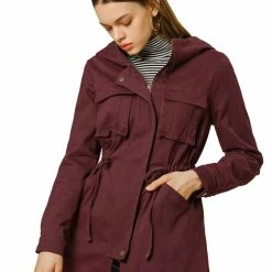 Allegra K Lightweight Cotton Utility Anorak Jacket Women