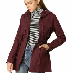 Allegra K Lightweight Cotton Utility Anorak Jacket Women