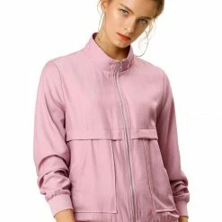 Women Allegra K Lightweight Ribbed Jacket With Stand Collar 11 Women Allegra K Lightweight Ribbed Jacket With Stand Collar