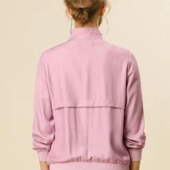 Women Allegra K Lightweight Ribbed Jacket With Stand Collar 14 Women Allegra K Lightweight Ribbed Jacket With Stand Collar