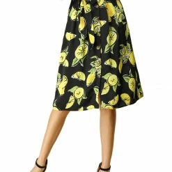Allegra K Women's Button Front Casual High Waist Belted Midi Flare Skirt