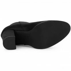 Allegra K Women's Round Toe Back Zip Block Heel Ankle Booties Shoes