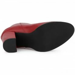 Allegra K Women's Round Toe Back Zip Block Heel Ankle Booties Shoes