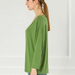 Women Allegra K V Neck Batwing Dolman Loose Casual Top