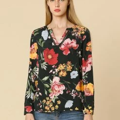 Women Allegra K Stand Collar V Neck Long Sleeve Blouse In Floral Print 13 Women Allegra K Stand Collar V Neck Long Sleeve Blouse In Floral Print