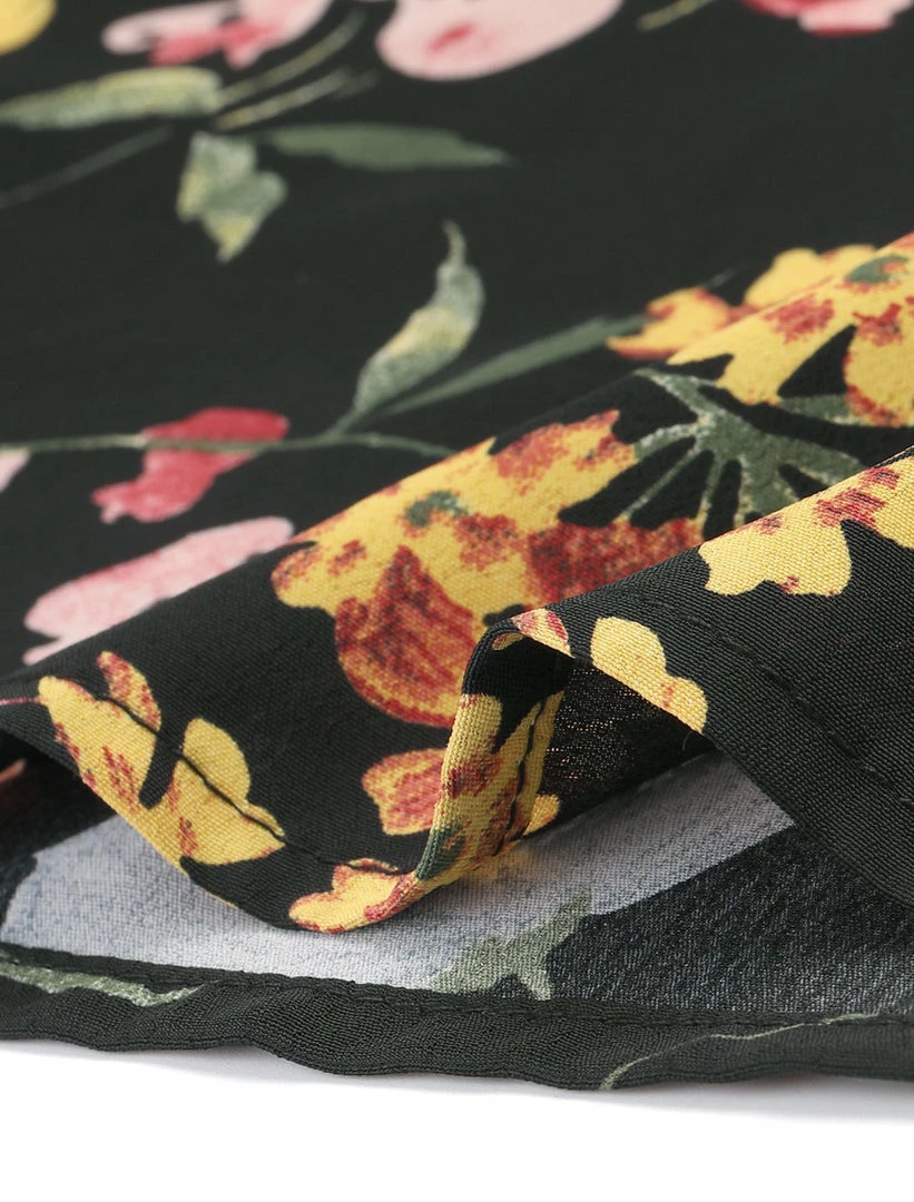 Women Allegra K Stand Collar V Neck Long Sleeve Blouse In Floral Print 9 Women Allegra K Stand Collar V Neck Long Sleeve Blouse In Floral Print