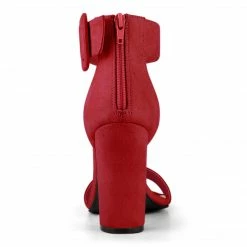 Allegra K Shoes BC0593 Women Block Heel Zipper Buckle Ankle Strap Sandals