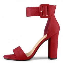 Allegra K Shoes BC0593 Women Block Heel Zipper Buckle Ankle Strap Sandals