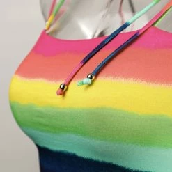 Allegra K Rainbow Striped Summer Cami Crop Top