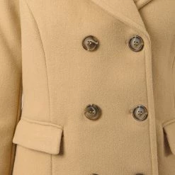 Allegra K Women's Notched Lapel Double Breasted Pea Coat