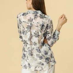 Women Allegra K Floral Printed Button Down Shirts Long Sleeves Vintage Top 26 Women Allegra K Floral Printed Button Down Shirts Long Sleeves Vintage Top