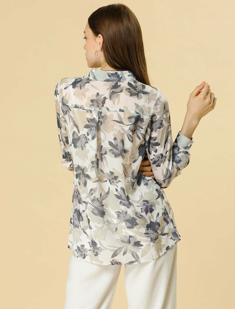 Women Allegra K Floral Printed Button Down Shirts Long Sleeves Vintage Top 14 Women Allegra K Floral Printed Button Down Shirts Long Sleeves Vintage Top