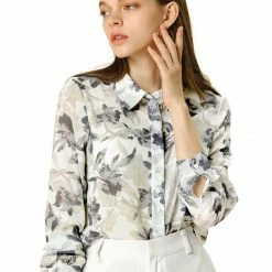 Women Allegra K Floral Printed Button Down Shirts Long Sleeves Vintage Top 22 Women Allegra K Floral Printed Button Down Shirts Long Sleeves Vintage Top