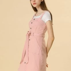 Women Allegra K Classic Adjustable Strap A-Line Overall Denim Dress 71 Women Allegra K Classic Adjustable Strap A-Line Overall Denim Dress