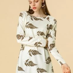 Allegra K Fall Knit Tunic In Leaf Print Women