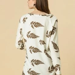 Allegra K Fall Knit Tunic In Leaf Print Women