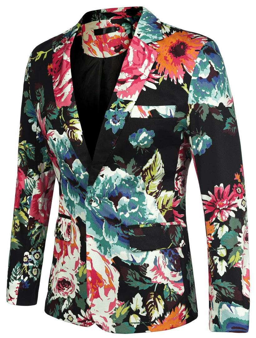 Allegra K Men's Prom Floral Slim Fit One Button Lightweight Prom Suit Blazer Jacket 24 Allegra K Men's Prom Floral Slim Fit One Button Lightweight Prom Suit Blazer Jacket