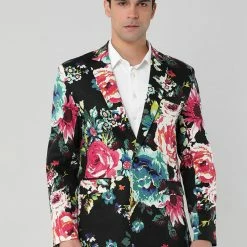 Allegra K Men's Prom Floral Slim Fit One Button Lightweight Prom Suit Blazer Jacket 51 Allegra K Men's Prom Floral Slim Fit One Button Lightweight Prom Suit Blazer Jacket