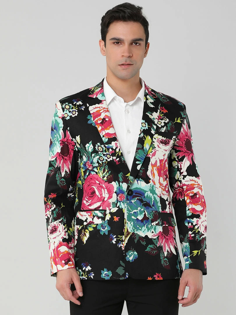 Allegra K Men's Prom Floral Slim Fit One Button Lightweight Prom Suit Blazer Jacket 26 Allegra K Men's Prom Floral Slim Fit One Button Lightweight Prom Suit Blazer Jacket