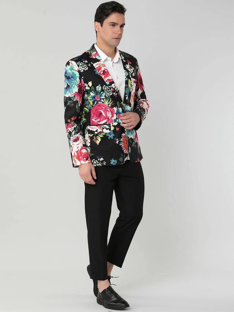 Allegra K Men's Prom Floral Slim Fit One Button Lightweight Prom Suit Blazer Jacket 27 Allegra K Men's Prom Floral Slim Fit One Button Lightweight Prom Suit Blazer Jacket